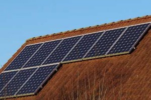 Solar panels on south facing roof